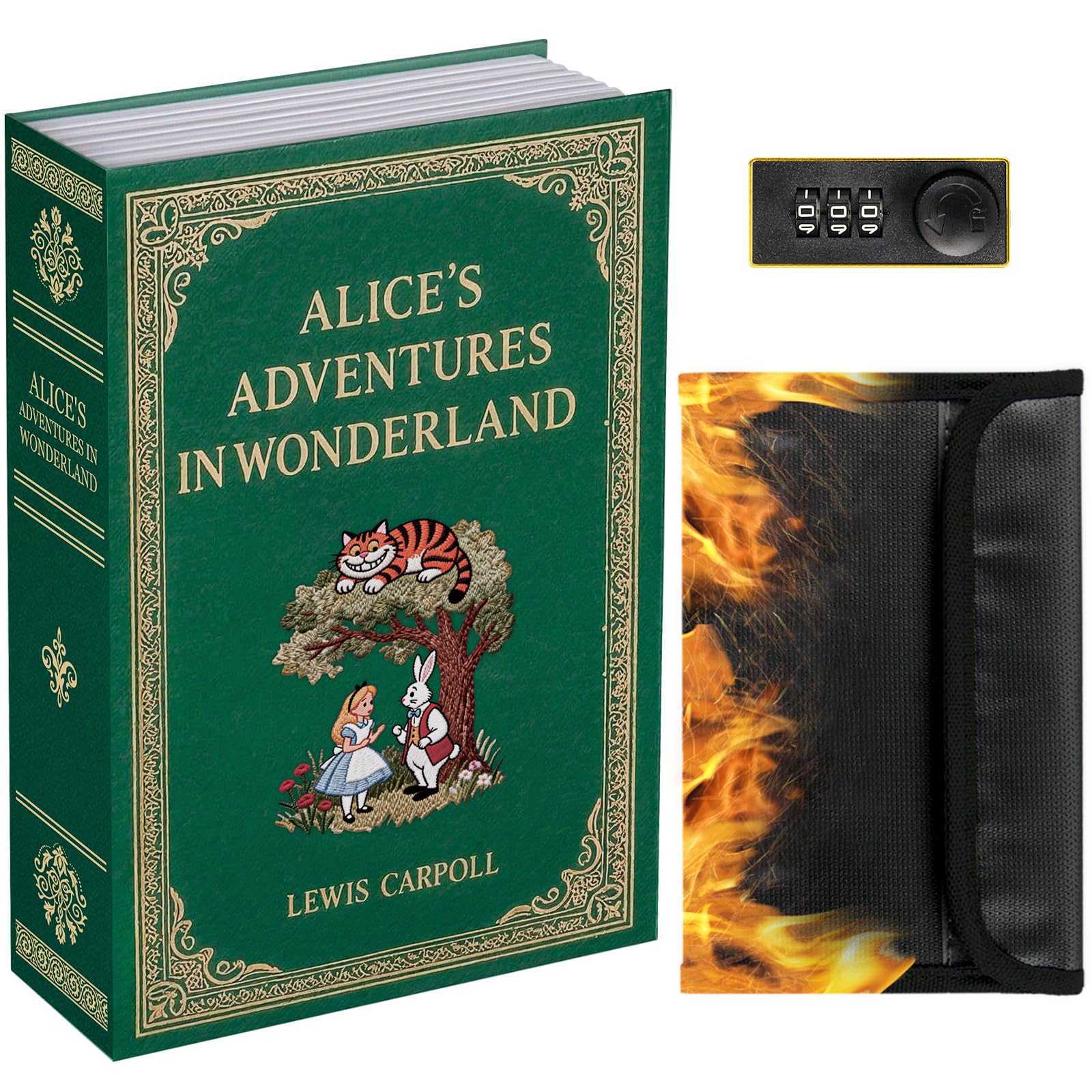 Sekam Book Safe with Combination Lock, Hidden Safe (24 x 15 x 5.5 cm) with Fireproof Bag, Secret Diversion Safe, Hollow Book Box Hidden Storage, Money Safe Box for Cash (ALICE) โ image 1