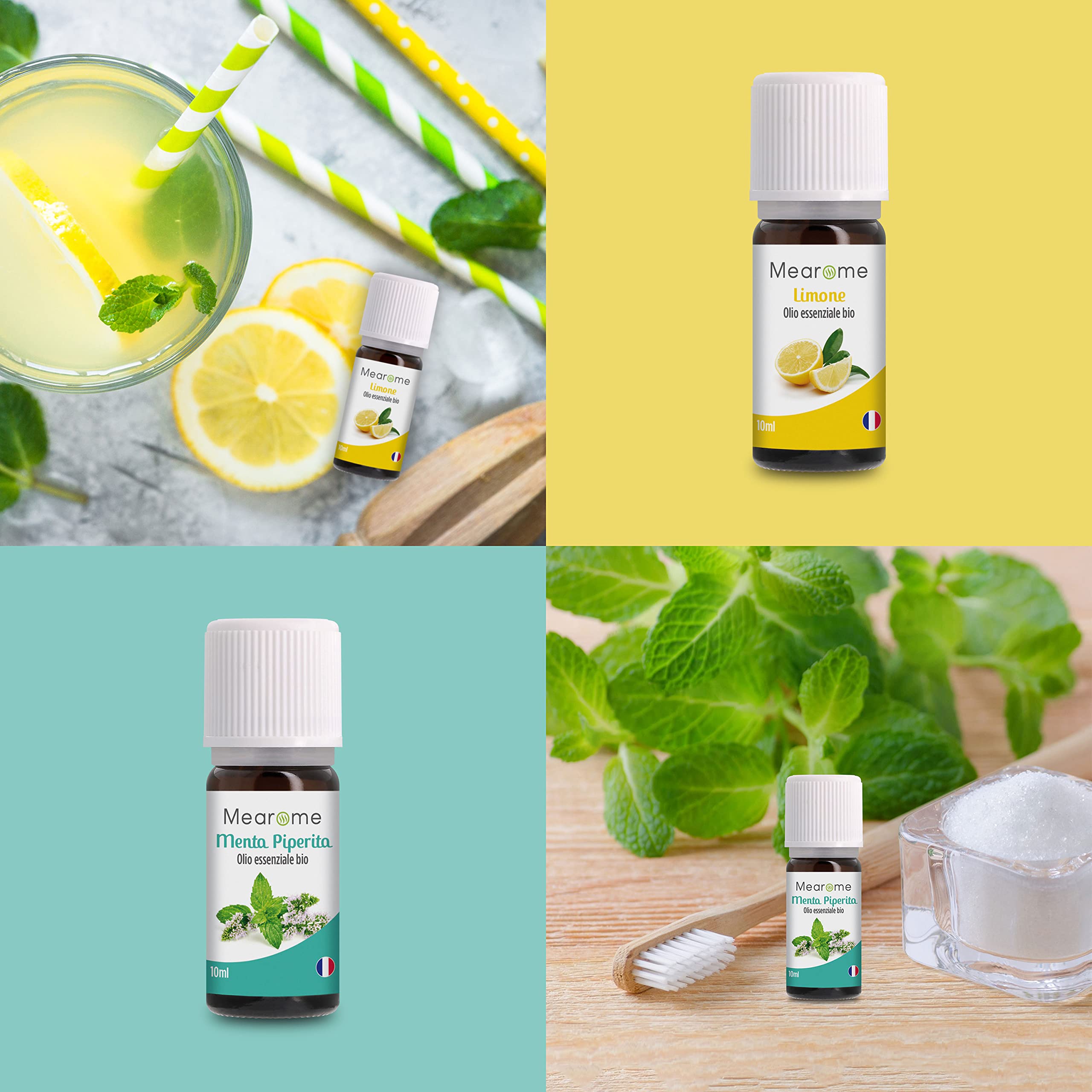 OLI ESSENZIALI BIOLOGICI | Cofanetto 8 x 10 ML | Lavanda, Eucalipto, Menta, Limone, Arancio, Cedro, Ravintsara, Citronella | Aromaterapia | Edibili | Nutrimea | Mearome