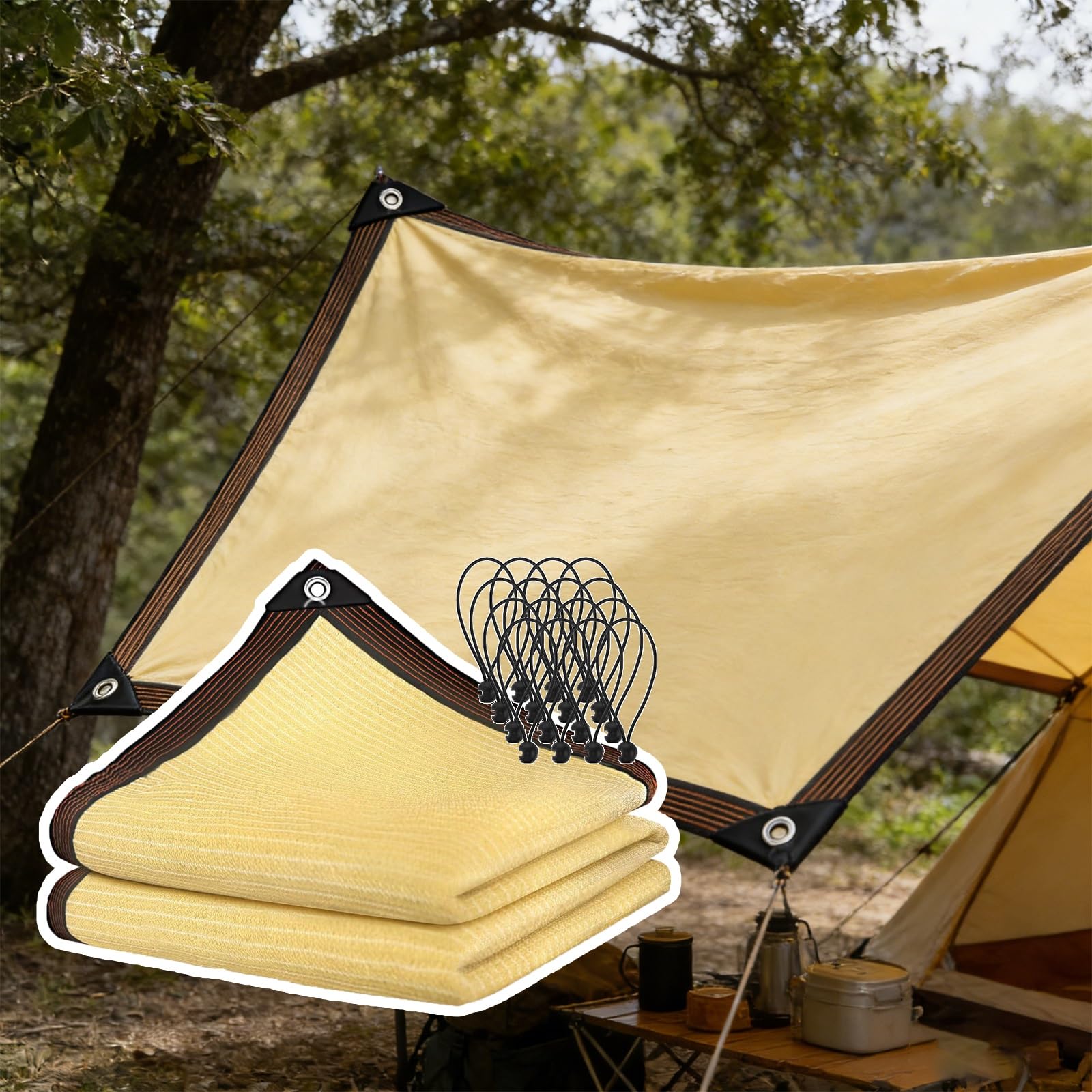 Pink Palm 14x15 FT,Beige Sun Shade Mesh Net Tarp with Grommets,Plant Cover from Sun, Outdoor Tarp, for Fabric