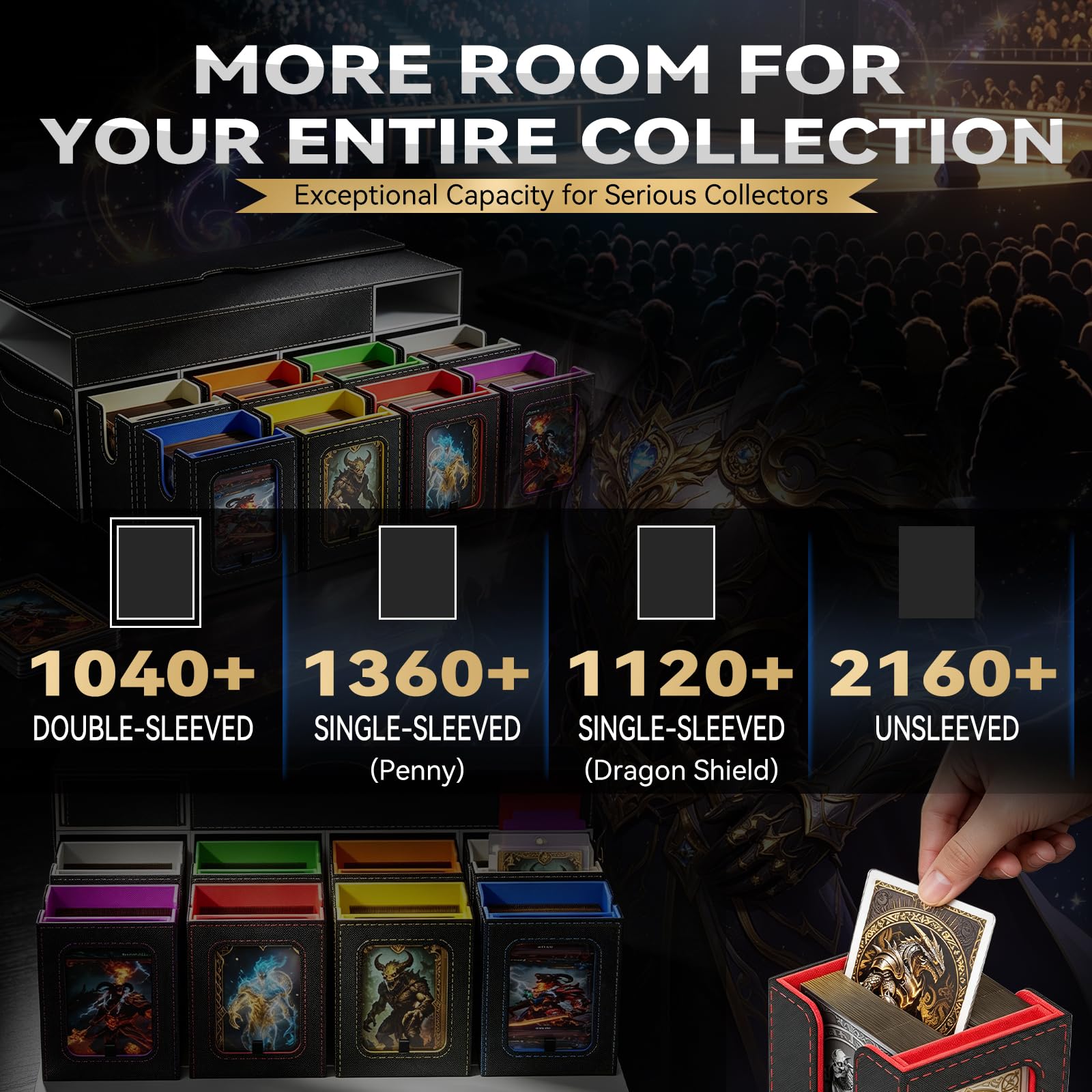 10in1 MTG Commander Deck Box mit Tragbarem Griff Deckbox,8 Deck Sammelkarten Aufbewahrungsbox mit Display&WüRfelablage 2000+ Karten,Abnehmbare Sammelkarten Box Mit35pt füR Top Loader Tcg Ccg