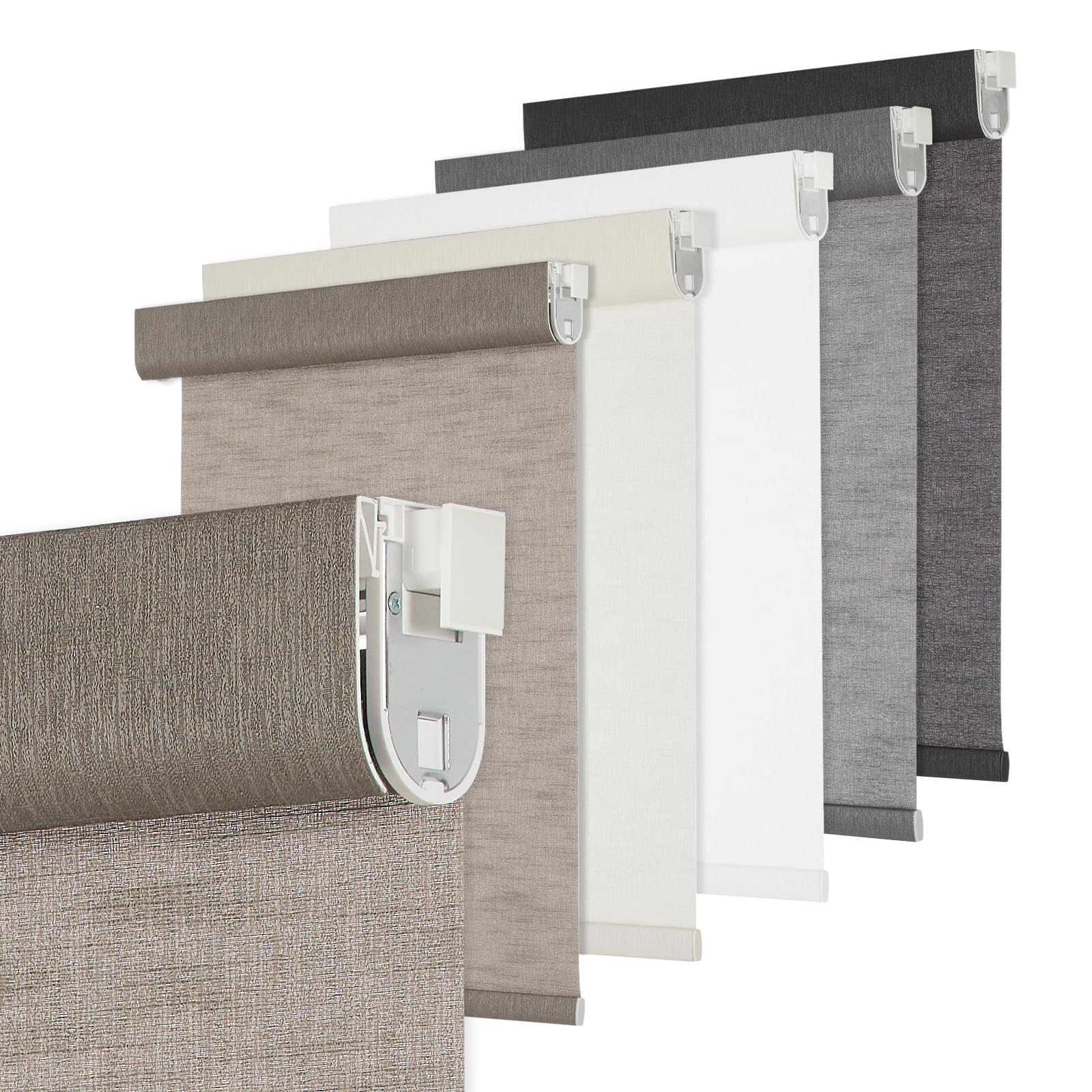 Tonature No Drill Light Filtering Roller Blinds Cordless Window Shades for Indoor Windows, Jacquard Fabric Pull Down Blinds for Home, Kitchen, Living