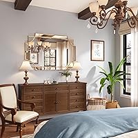 Vista 27 de Kelly Miller Espejo decorativo dorado grande para pared, espejo dorado de 30 x 40 pulgadas, espejo de pared de tocador, espejo rectangular biselado