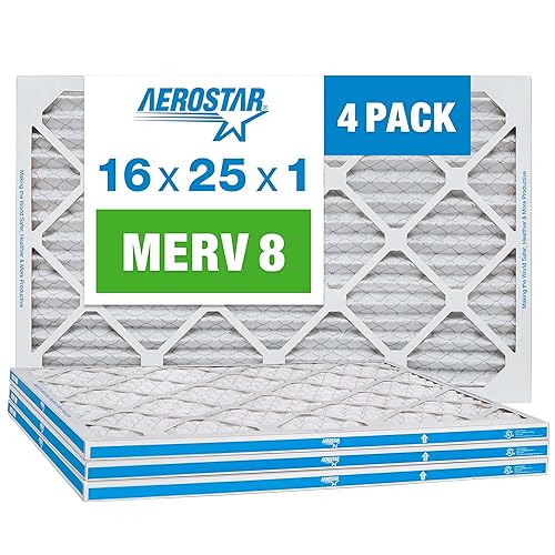Aerostar Filtro de aire plisado MERV 8 de 16 x 25 x 1 pulgadas, para calderaaire acondicionado, paquete de 4 unidades (tamaño real 15 34 pulgadas x disponible en Yaxa Guatemala