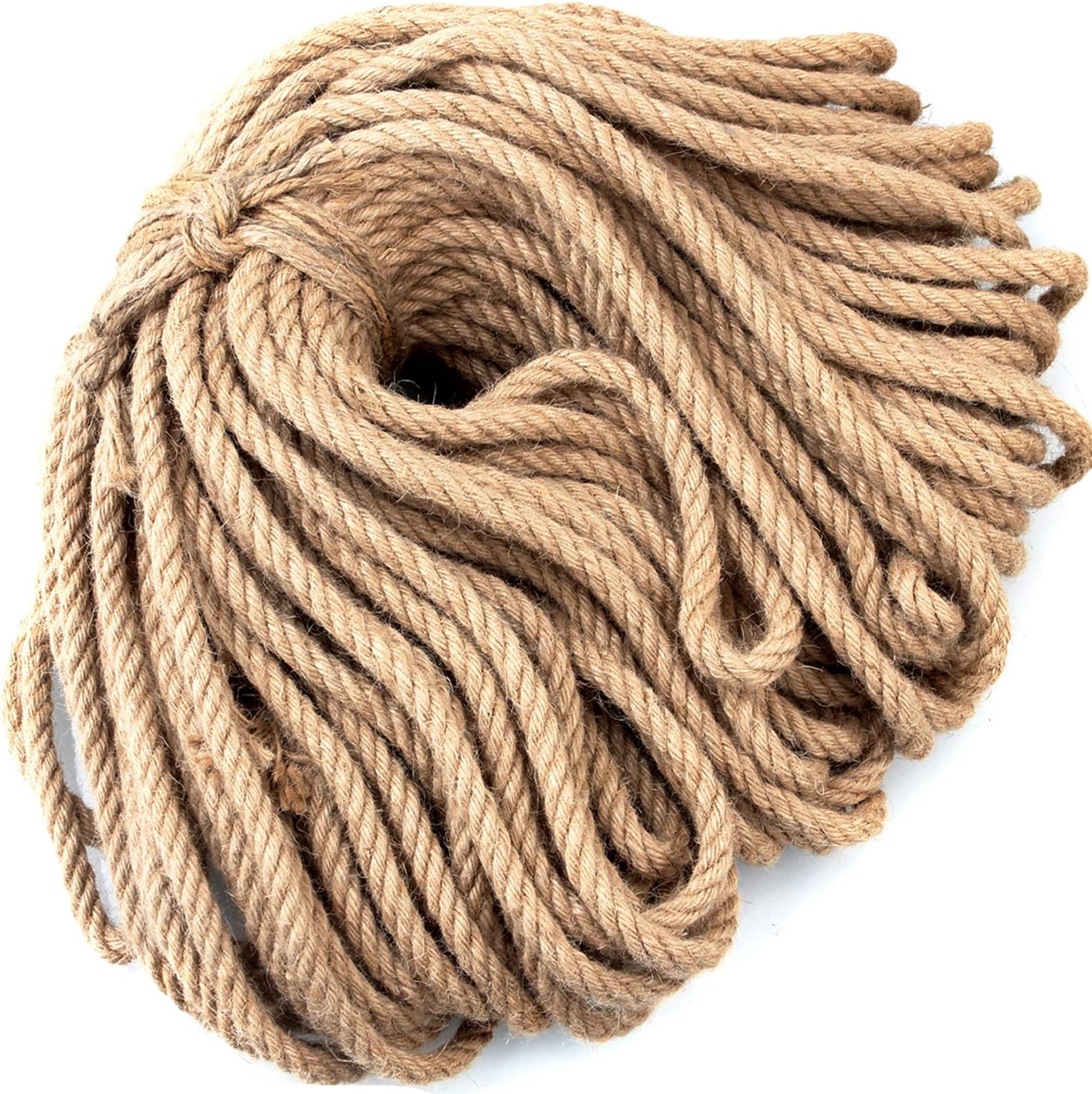 164 Ft x 10 MM Natural Jute Twine, 3/8” Heavy Duty Hemp Rope, Best Jute Rope Cat Scratch Scratcher and Decoration, Strong Burlap Cord for DIY Crafts Gardening Hammock Home Decorating Gift Wrapping