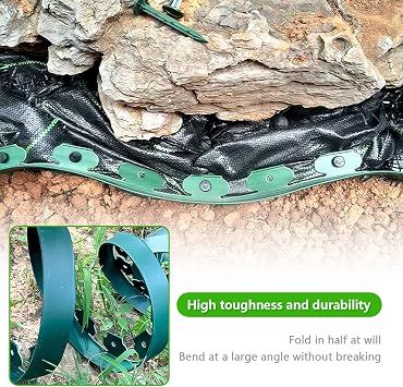 Landscape Edging Border, No Dig Garden Border with Spikes, Lightweight, Tall Plastic Edging for Lawn, Flower Beds, Yard – Flexible & Durable Landscaping Edging Kit(Grey,Height 5cm x length 10m)