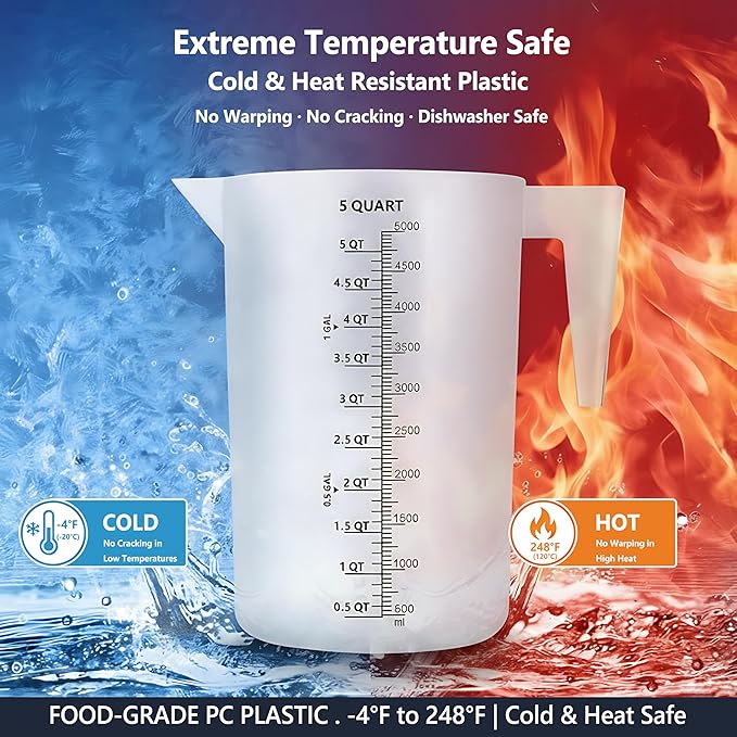 Vaso medidor de 5000 ml plástico transparente miniatura 4