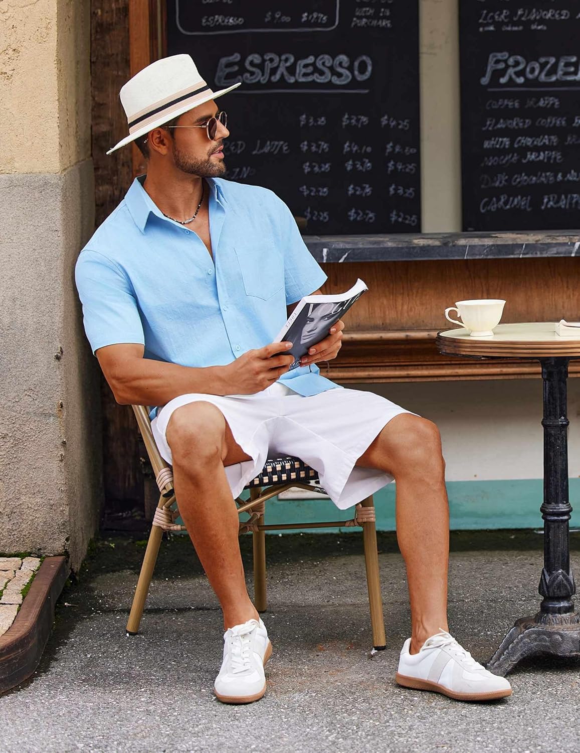 COOFANDY Men's Button Down Short Sleeve Shirt Casual Cotton Summer Beach Linen Wedding Shirts with Pocket - Image 3