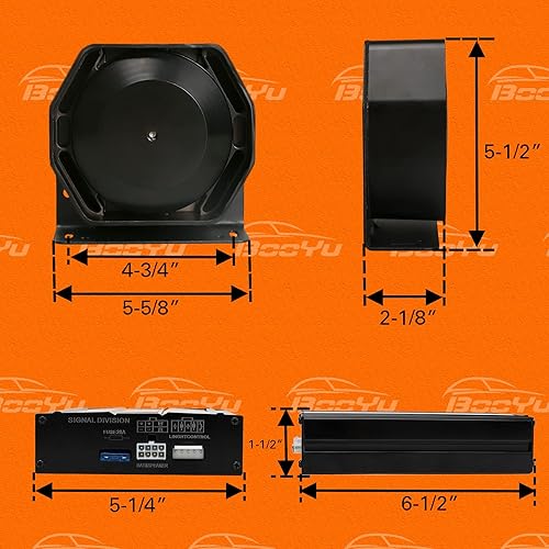 Miniatura 7 de BooYu Sistema PA de sirena de emergencia de policía de 200 W, 12 V, 20 tonos, para vehículos de ambulancia de bomberos, camiones, automóviles, SUV,