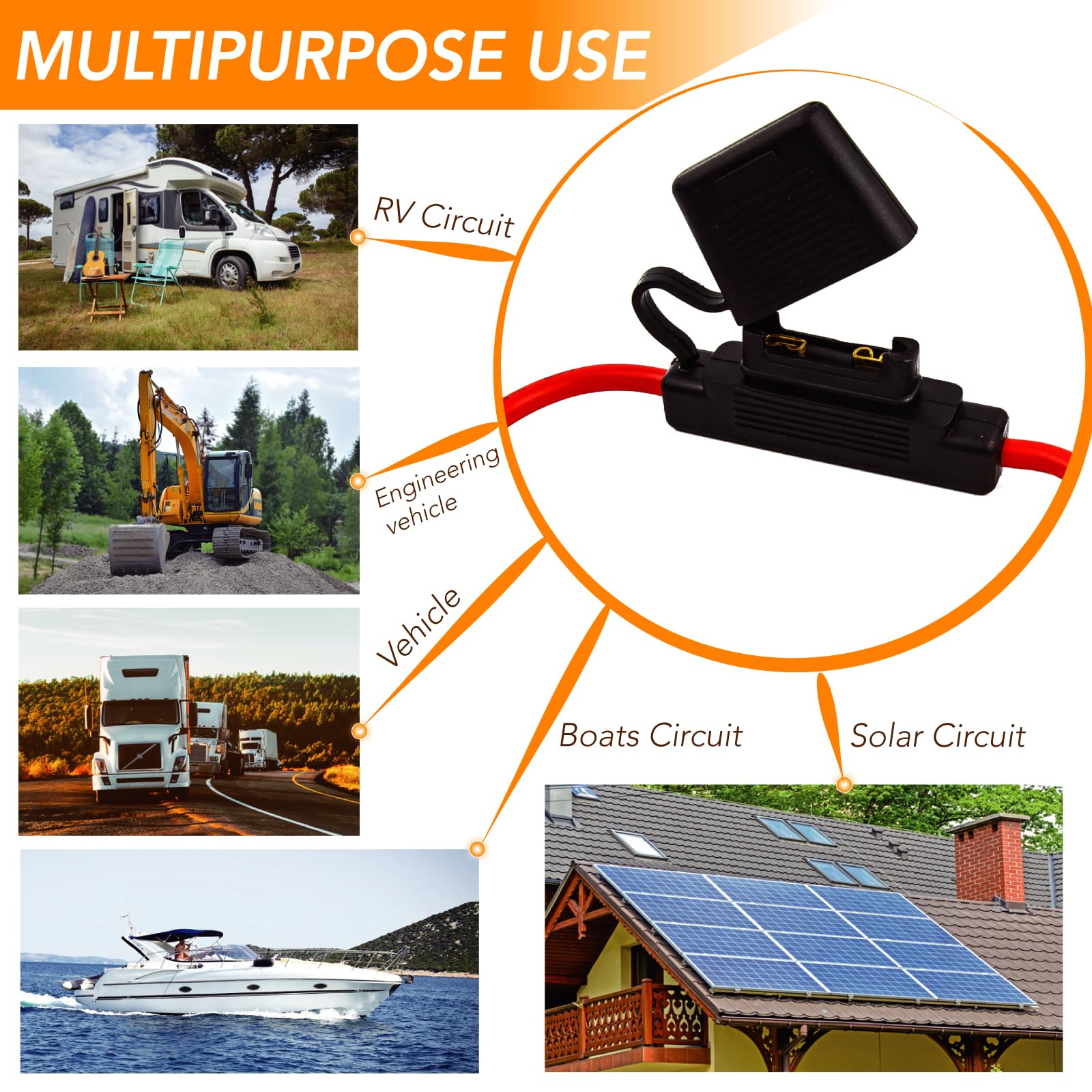 Kit portafusibili di ricambio automatico: 2 portafusibili impermeabili da 14 AWG con 2 fusibili standard da 15 A per auto/automatico/bar/camper/ATC/Home applice ecc.