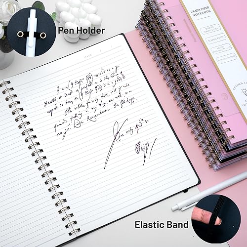 Miniatura 4 de Yoment Paquete de 3 cuadernos en espiral con rayas universitarias A5 encuadernadas en espiral, 160 páginas, papel grueso, tapa dura, cuaderno de