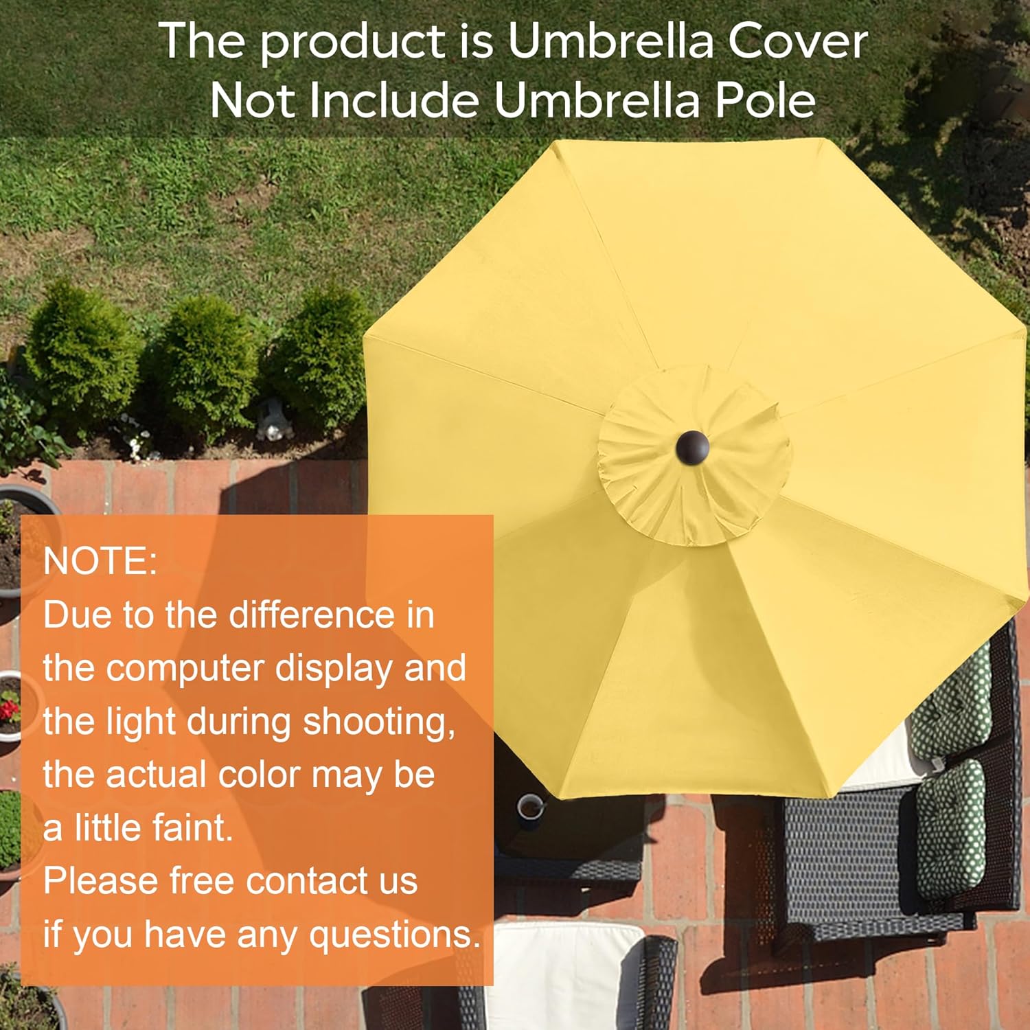 EliteShade USA 9FT Patio Umbrella Replacement Covers 8 Ribs Market Umbrella Canopy Cover (CANOPY ONLY) (Yellow)