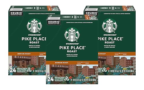 Starbucks Pike Place Roast Coffee - Paquetes de porciones K-Cup para cafeteras Keurig 72 unidades 3 cajas de 24 K-Cups