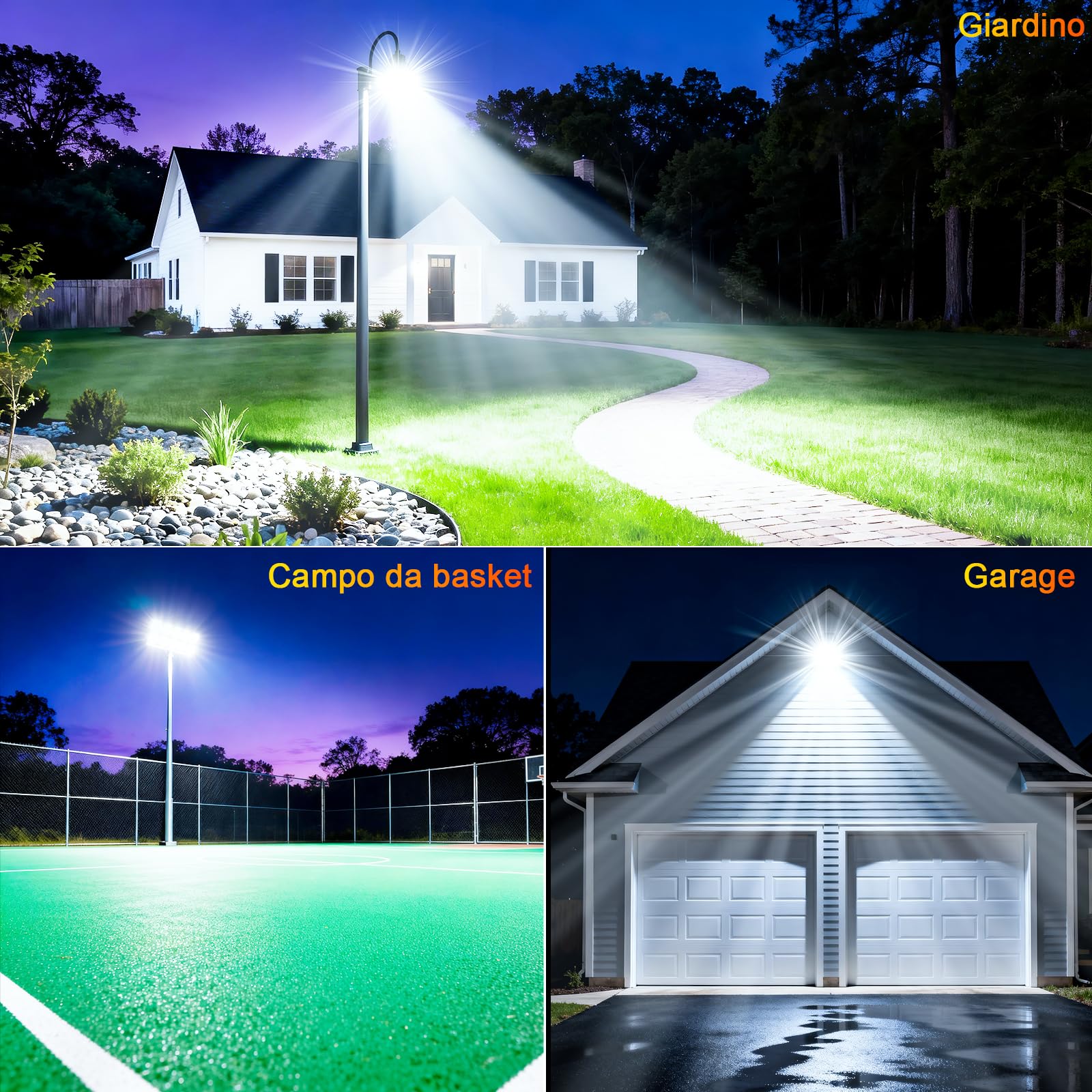 CREATESTAR 100W Faretto LED da Esterno,2pcs Faretto Led con Spina,6500K bianco naturale,Super illuminoso Faro led da 10000 lumen Faretti led Impermeabile IP66 per cortile, giardino, garage, tetto.