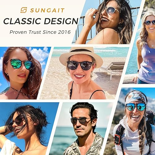 Miniatura 2 de SUNGAIT Gafas de sol redondas vintage prémium para mujeres y hombres, estilo clásico retro y moderno