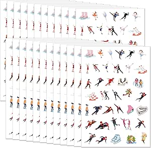 120PC Ice Skating Stickers - Winter Wonderland Party Decorations & Snowflake Stickers