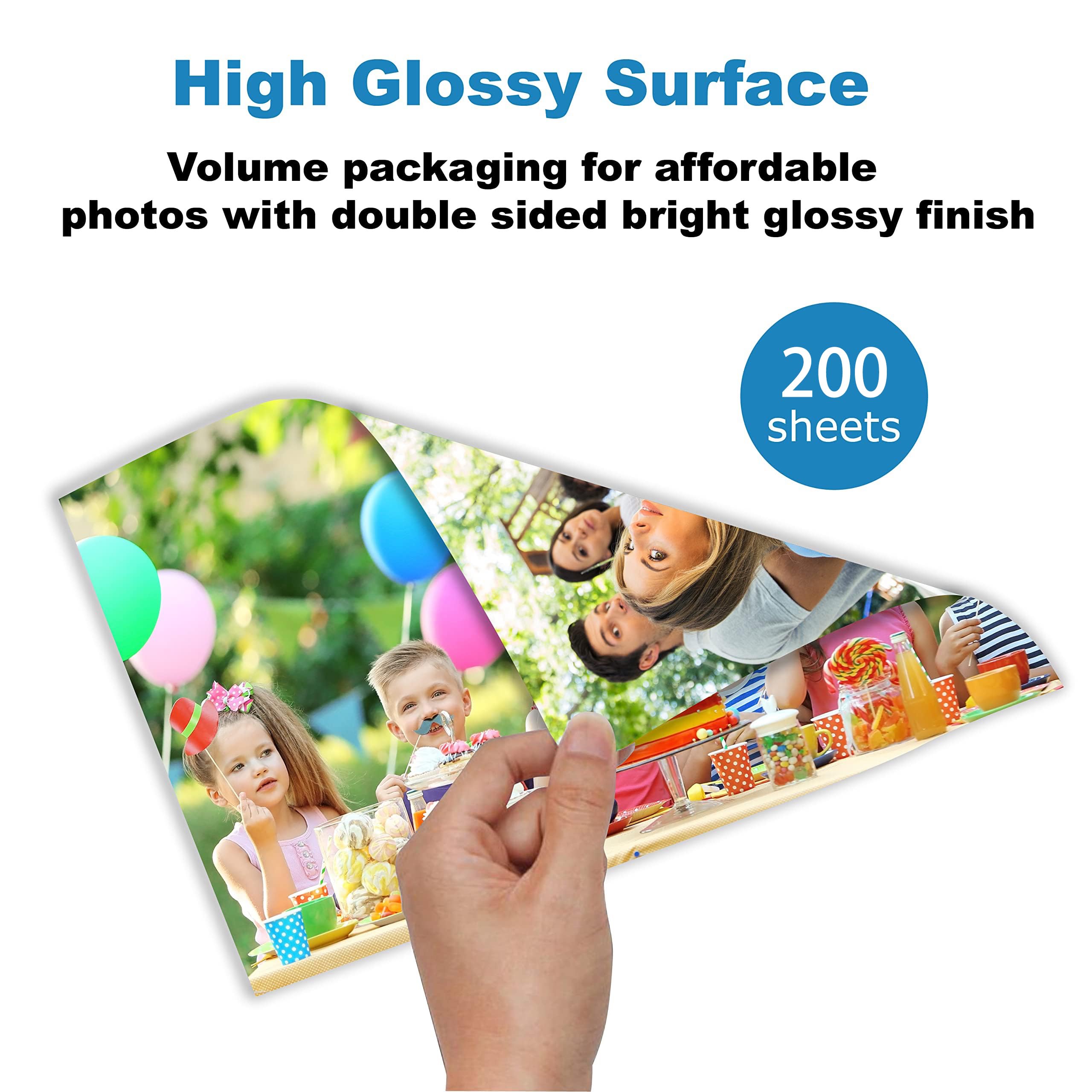 200 arkuszy dwustronnego papieru fotograficznego, błyszczący, 8,5 x 11, 24,5 kg, do atramentu barwnikowego, wartość 200 g/m², opakowanie zbiorcze, obraz 8,5 x 11, 9,5 ml do drukarki