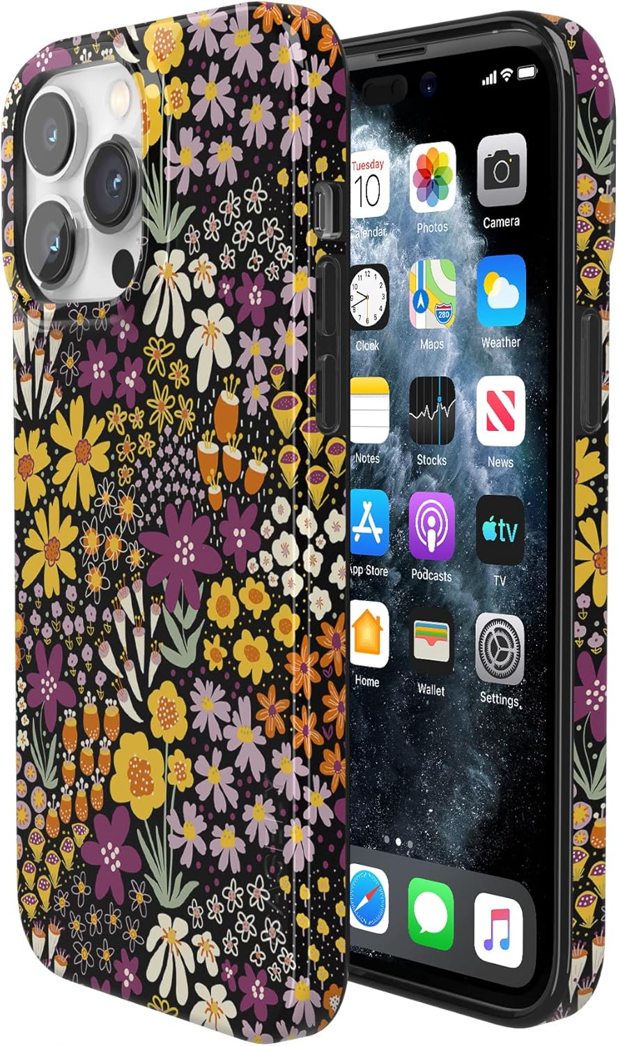 Casely iPhone 14 Pro Case | Falling for You | Plum Floral | Compatible with MagSafe | Classic Ultra Slim Design