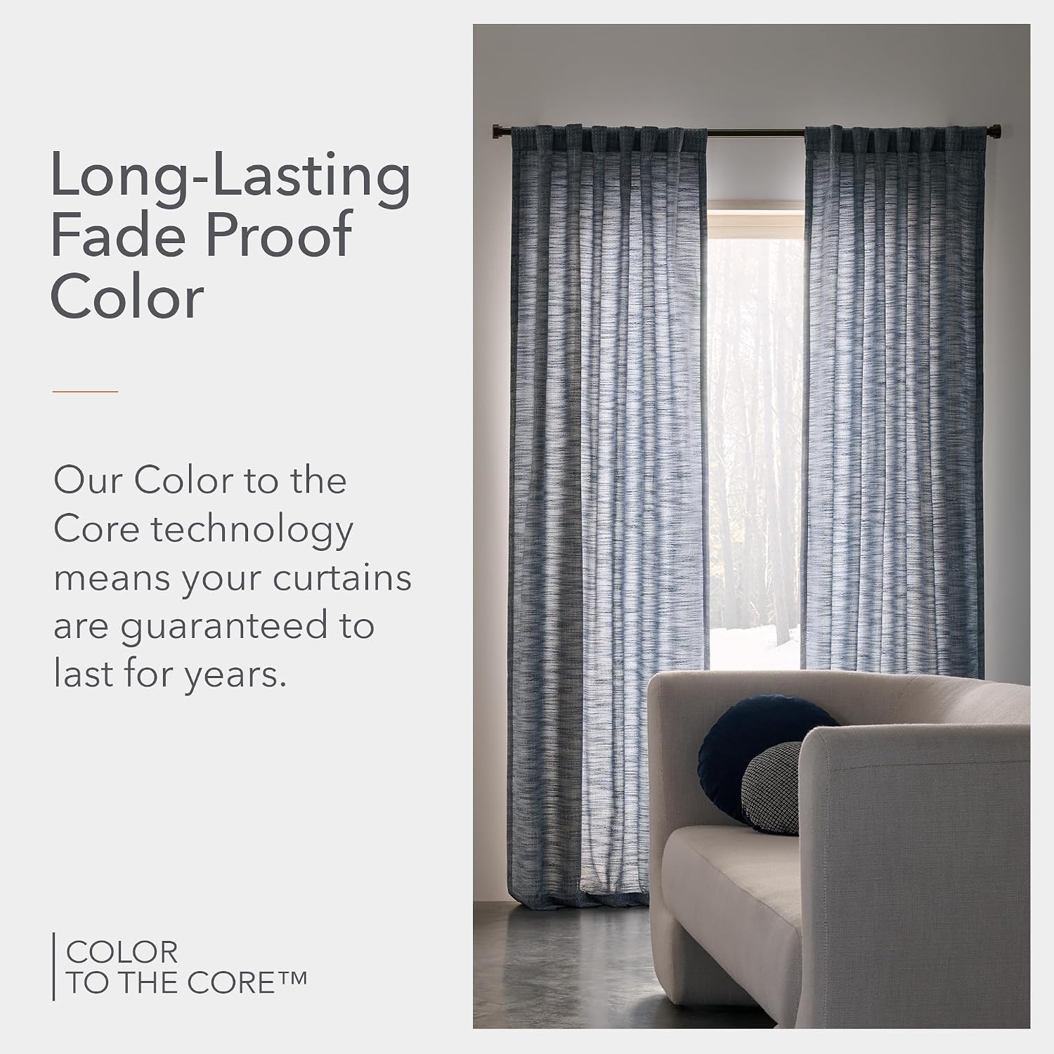 Sunbrella Taylor Light Filtering Curtains | 50 in. W X 84 in. L | Indigo | Fade Proof Drapes with UV Protection | Versatile Hanging Options for Home Decor | Single Curtain Panel