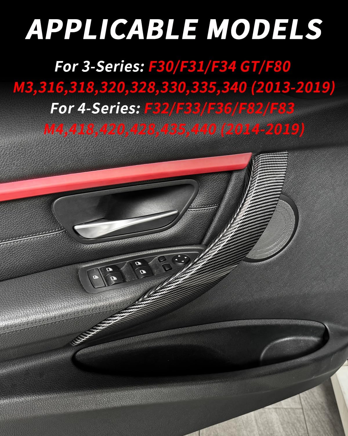 Door Handle Covers for BMW F30, Driver Side Passenger Side Door Pull Handle Covers for F31 F34 F80 320 328 330 335 F32 F33 F36 F82 F83 418 420 428 Carbon Fiber Style