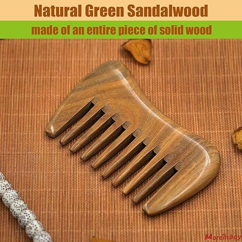 Miniatura 6 de Moreinday Peine de madera con dientes anchos, peine desenredante de sándalo para hombres y mujeres