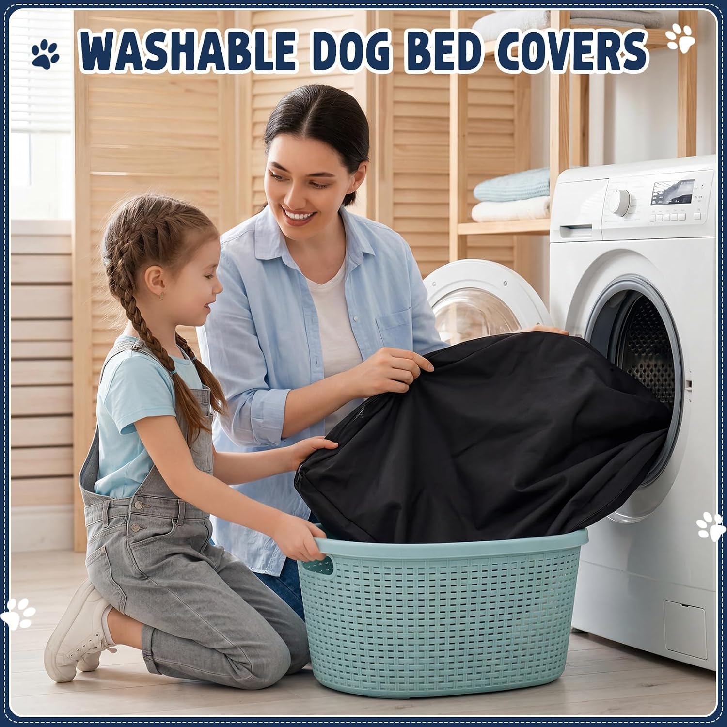 2 Pcs Waterproof Dog Bed Cover Replacement Washable, Easy to Clean, Heavy Duty Oxford Fabric Pet Bed Sleeve with Zipper, Fits 42 Inch Crate, 40''L x 27''W x 4''H, Black