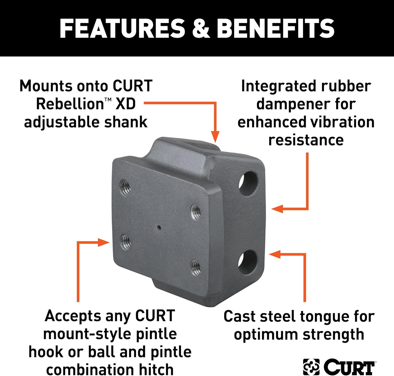 Rebellion XD Pintle Mount Hitch Mount Attachment CURT 45950