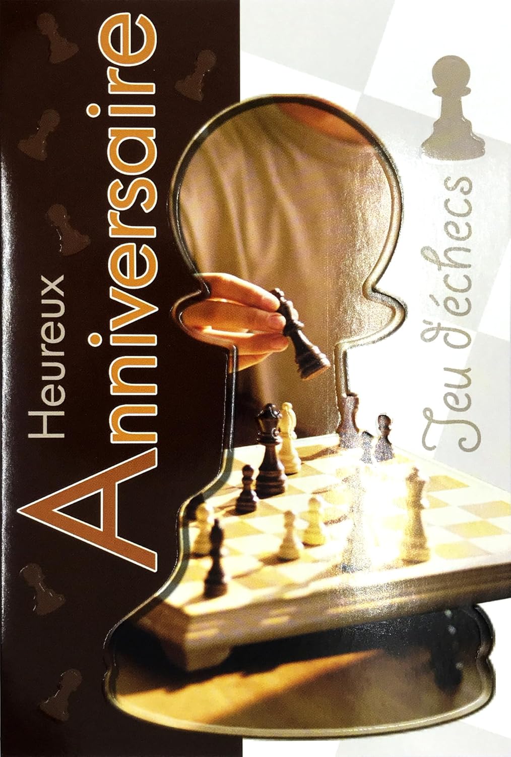 Happy Birthday Chess Card Embossed Pawns with White Envelope 12 x 17.5 cm for Player Player or Fan Series The Queen's Gambit – Lady King Rider Tour Crazy – 900337