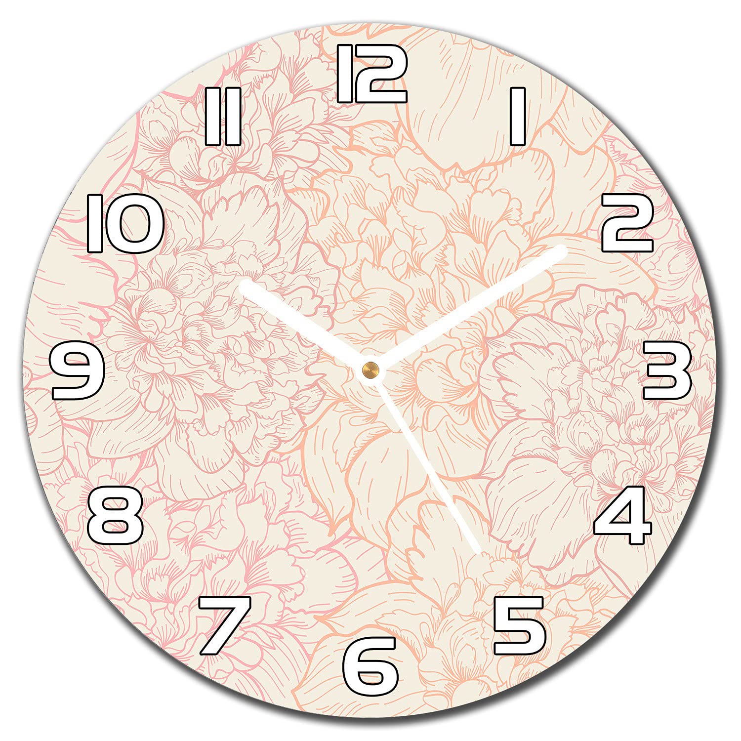 Horloge en verre 30 cm cuisine au design chic et floral coloré