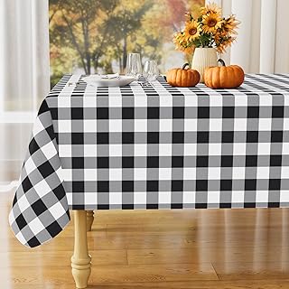 misaya Rectangle Waterproof Vinyl Table Cloth, Buffalo Flannel Backed Ta...