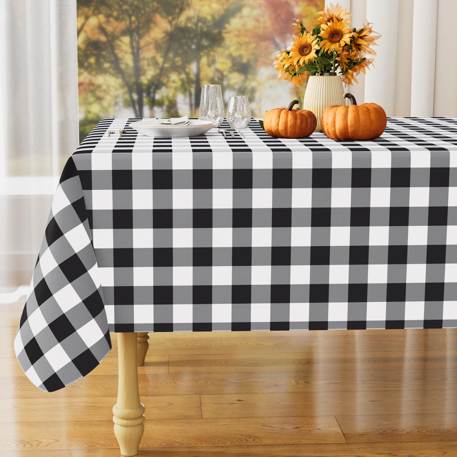 misaya Rectangular Waterproof Vinyl Table Cloth, Flannel Backed Tablecloth