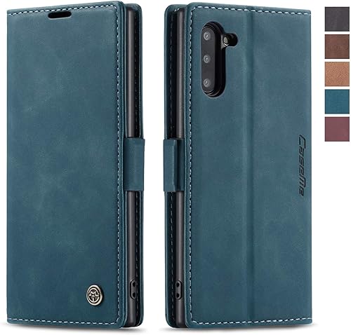 Funda tipo cartera para Samsung Galaxy Note 10, con soporte magnético, funda protectora de piel sintética, estilo retro, con ranuras para tarjetas