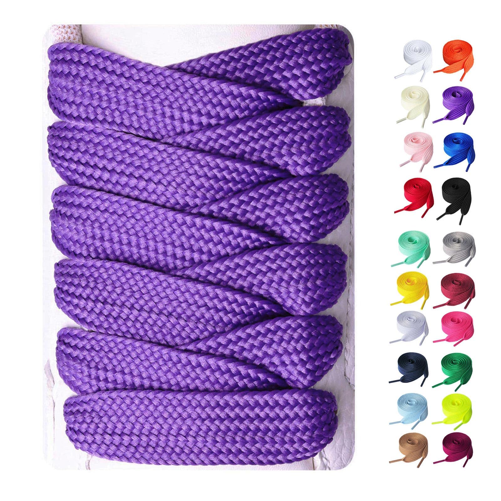 Booyckiy 2 Pairs Fat Sneakers Shoe Laces, 15mm Wide Athletic Shoelaces