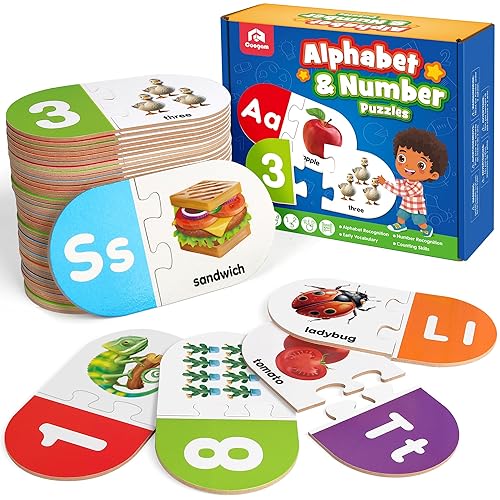 Coogam Learning Alphabet Matching Game, 36pcs Self-Correcting Sight Words Letter