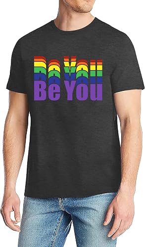 ELDPS Men's Gay Pride Shirt : Rainbow Graphic Tees Be You T-Shirt LGBT Equality 