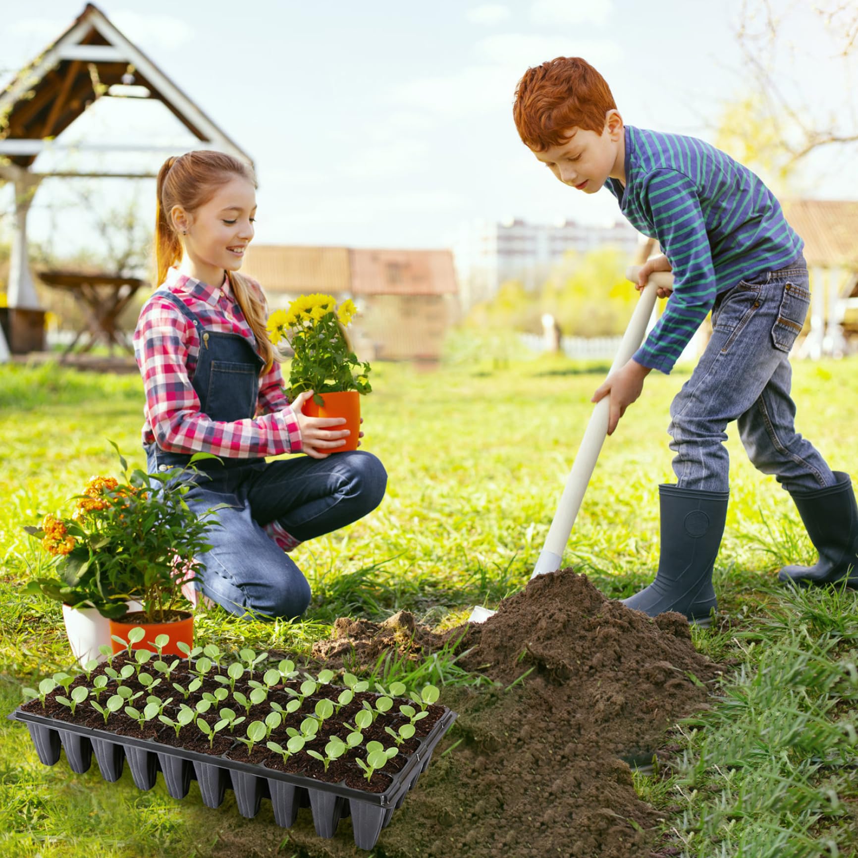20-teilige Samen-Starterschale, extra Tiefe 50-zellige Samen-Starterschale, robuster Keimbehälter aus Kunststoff für Gewächshaus, Garten und städtische Landwirtschaft, Setzlingsschale