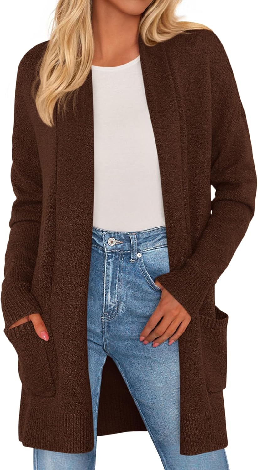 PRETTYGARDEN Women's Open Front Cardigan Long Sleeve Cozy Knit Sweaters Winter Fall Clothes 2025 Outerwear Coats
