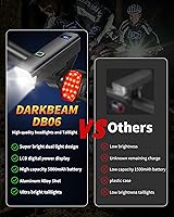 Vista 4 de DARKBEAM 6000LM Bike Headlight USB- C Rechargeable, High Lumen Super Bright Bike Light Set for Night Riding, 12+5 Modes Waterproof Bicycle Lights