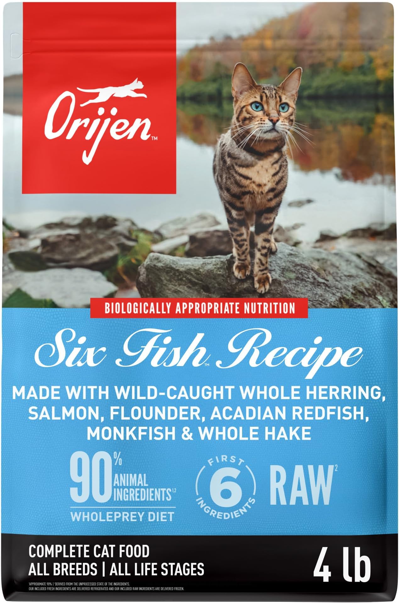 Grain Free High Protein Premium Dry Cat Food Six Fish Recipe 4lb Bag