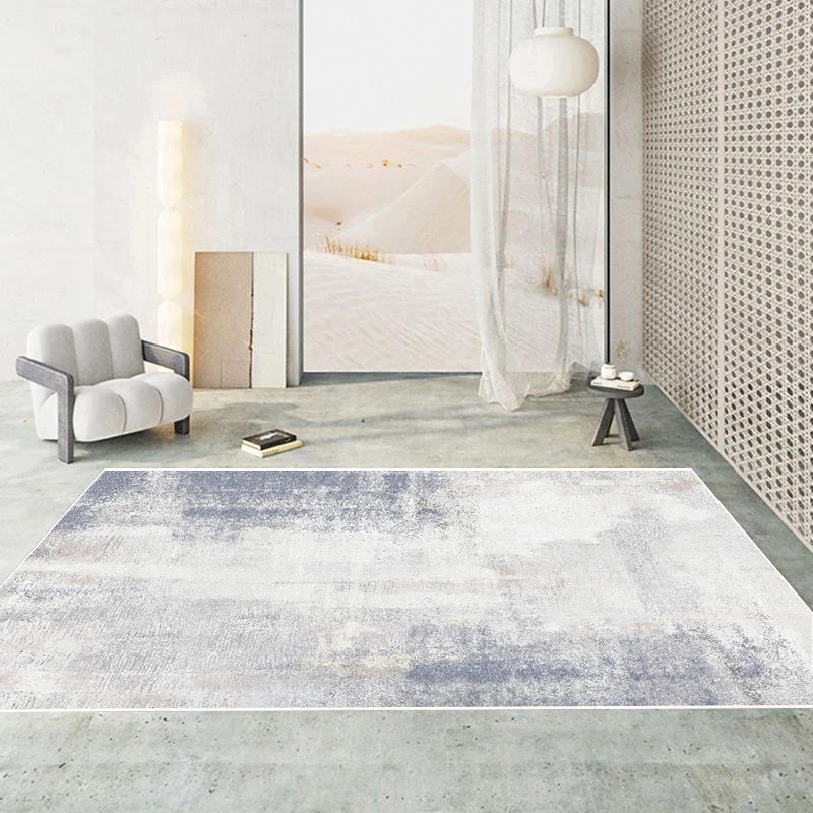 Tapis de salon lavable et facile a nettoyer deco abstraite 120x160cm non pelucheux
