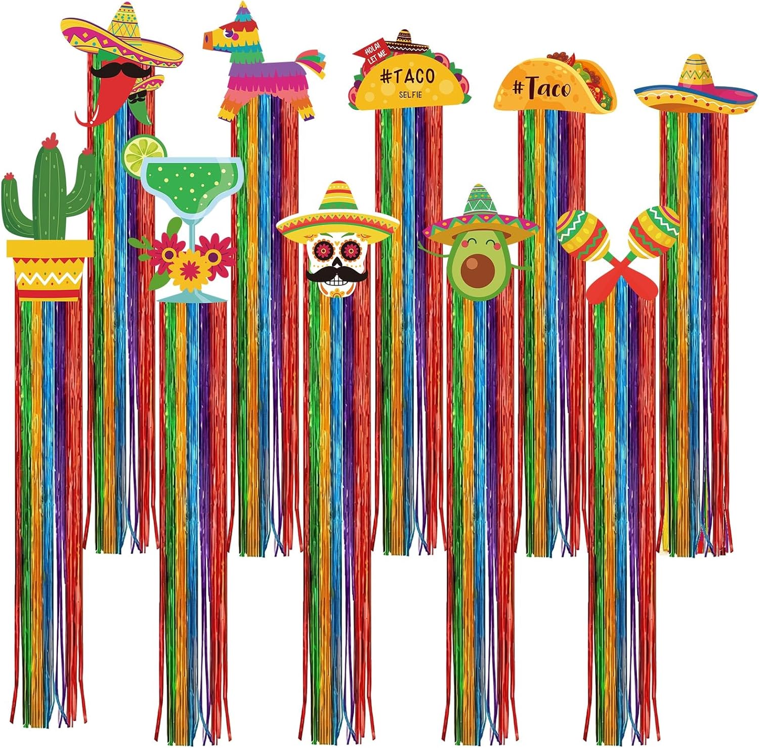 Suncalla 10 Pcs 3.3 ft Fiesta Decorations Party Favors Supplies Mexican Hanging Decoration with Tassels Mexican Yard Signs for Farmhouse Festival Cinco De Mayo Taco Party Birthday Day of the Dead