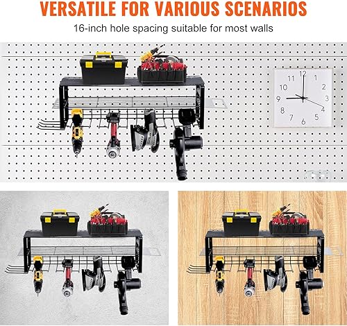 Miniatura 6 de VEVOR Organizador de herramientas eléctricas, 7 ranuras, 3 capas, soporte de pared para taladro inalámbrico, estación de carga de batería,