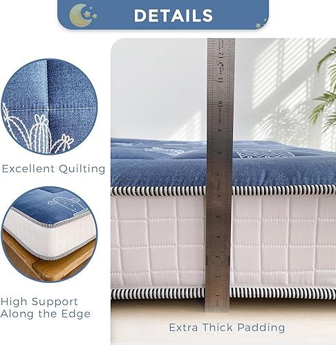 Miniatura 5 de MAXYOYO Colchón de futón extra grueso de 6 pulgadas, con patrón de cactus, almohadilla de tatami, colchón japonés para adultos, colchón enrollable,