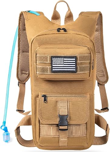 Miniatura 9 de Mochila de hidratación, táctica Molle Water con vejiga de agua de TPU de 2 L, para hombres y mujeres, mochila de agua ligera, paquete de hidratación