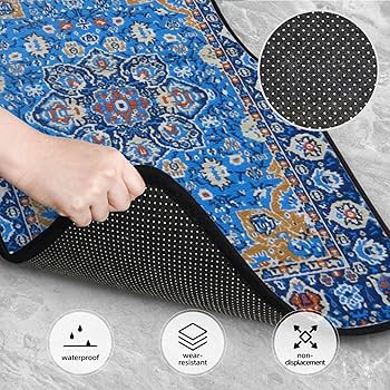 Antique Persian Pattern, Blue Oriental 4 Pieces Car Floor Mats Car Carpets Full Sets Universal Fit For SUV, Vans, Sedans, Trucks All Weather Protection Auto Foot Carpet