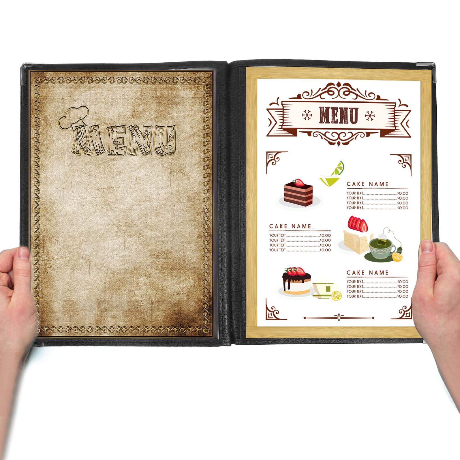 Porta Menù Trasparente 6 Pagine Cartelle Menu Ristorante in Pvc Resistente per Carta Vini e Bevande Uso Professionale Horeca
