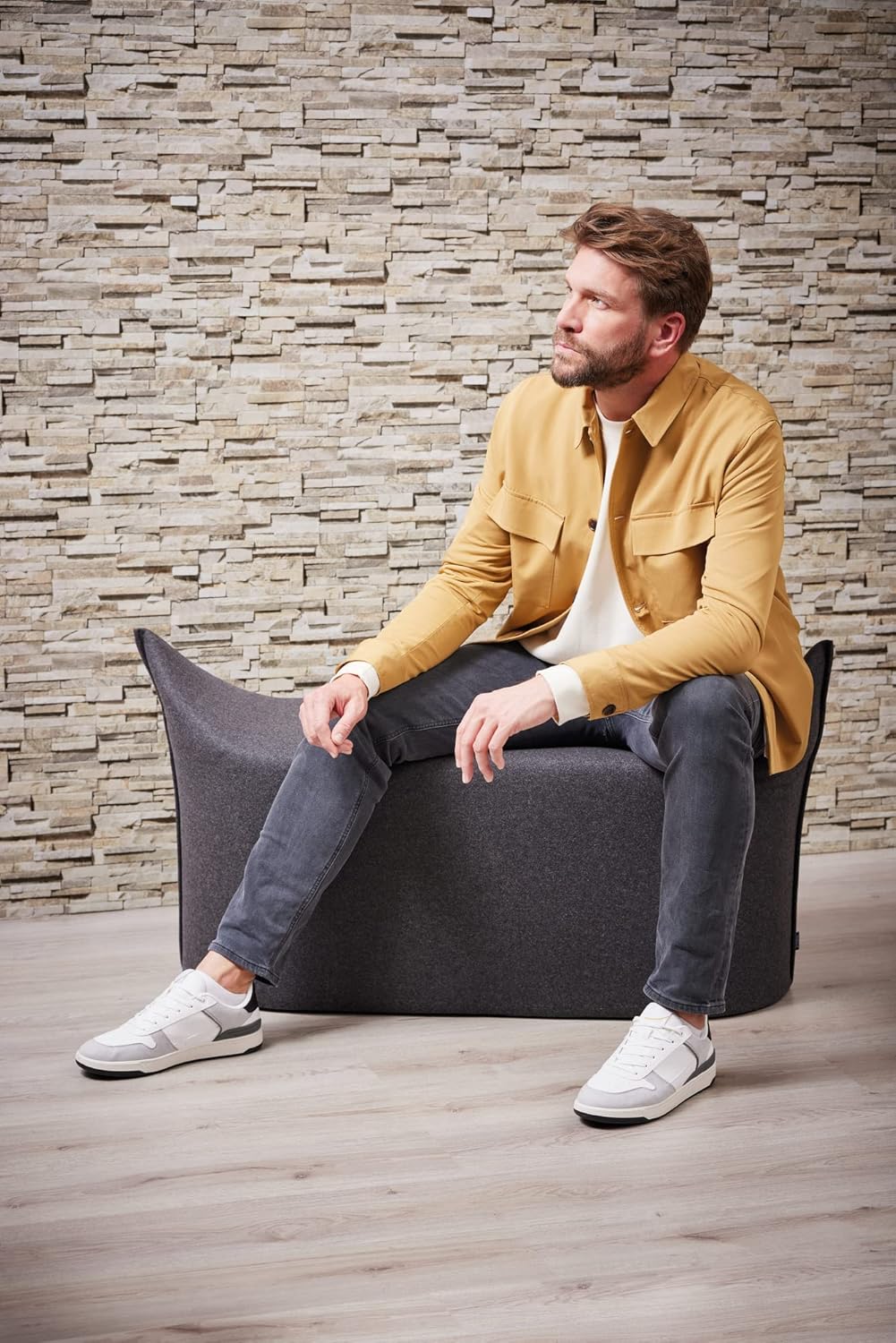 Livingwalls Wallpaper Industrial Design - Gray, Beige - Stone Wallpaper 395.99in x 20.87in Made in Germany - 388162
