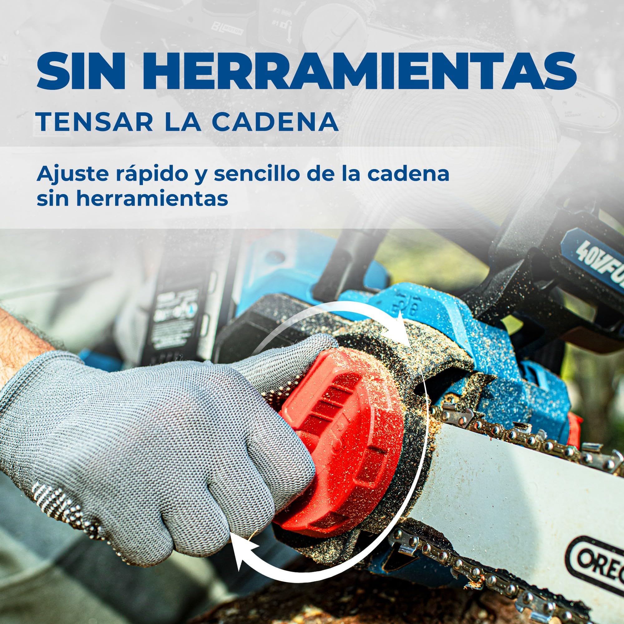 DongCheng Motosierra inalámbrica 40V, Motosierra con batería de 38 cm de longitud de corte, Motor sin escobillas 14 m/s de velocidad de corte, Motosierra con batería con 2x4.0Ah de batería y cargador