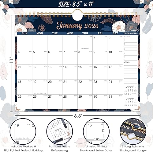 Miniatura 4 de Calendario 2024-2025 - Calendario de pared 2024-2025, julio 2024 a diciembre 2025, 8.5 x 11 pulgadas, encuadernación de doble alambre, gancho para