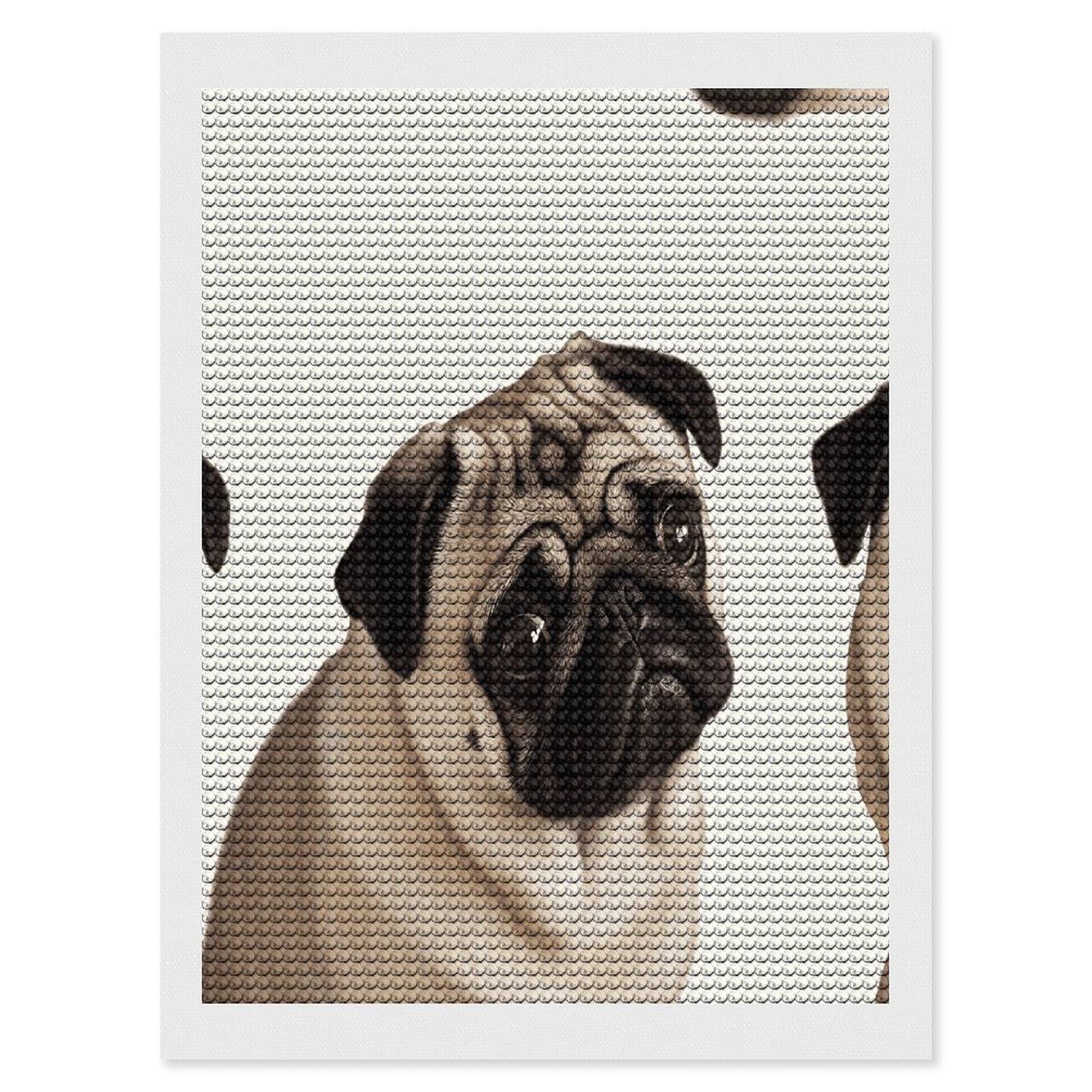 FekiLoot Pug Dog Diamond Painting Kits for Beginners DIY Diamond Art Kits for Adults Full Drill Round Diamond Dot Gem Art Painting Fun DIY Crafts for Home Kitchen Wall Decor Gift 12"x16"