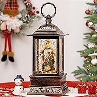 Vista 8 de Decoraciones de globo de nieve de otoño, linterna de camión rojo brillante con temporizador de 6H, decoración iluminada con USB/pilas para el hogar